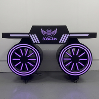 Mesa de DJ Moderna con Ruedas Dobles y Luces de Neón, Base Móvil, Soporte Luminoso para Bar, Karaoke, Club, Escenario, Suministro al por Mayor, con Logotipo Personalizado