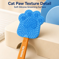 Peigne de massage portable en silicone pour animaux de compagnie, design patte de chat, autonettoyant, outil doux de toilettage et de démêlage pour chats et chiens, pour le bain à domicile