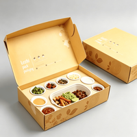 Boîte à lunch pliable pour restaurant, emballage alimentaire rapide écologique, vente en gros