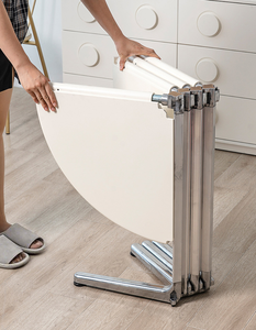 <span class=keywords><strong>Table</strong></span> à manger ronde pliable, plateau en ABS, base en <span class=keywords><strong>aluminium</strong></span> à quatre branches, <span class=keywords><strong>table</strong></span> à manger <span class=keywords><strong>extensible</strong></span> pour petit appartement, gain de place - Product Image 4