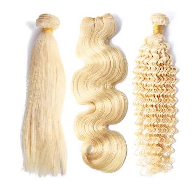 Aliexpress — tissage humide et ondulé blond 613, cheveux naturels vierges, tissage en lot avec closure à frontal