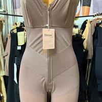 Faja colombienne sculptante intégrale couleur unie avec bretelles réglables, contrôle du ventre, vêtement de compression amincissant
