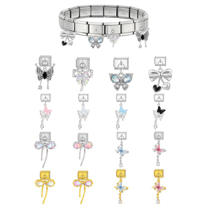 Ultima Moda: Ciondolo Charm <span class=keywords><strong>Italiano</strong></span> Serie Farfalla Colorata, Compatibile con Bracciali in Acciaio Inox da 9mm, per Creare Regali Fai-da-Te - Product Image 1