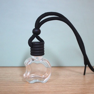 6ML 8ML 10ML cubierta de madera negra difusor de Aroma de coche ambientador botella de vidrio transparente en forma de manzana botella de Perfume de coche con tapa de madera - Product Image 4