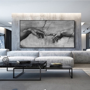 Pósteres de Arte Mural de la Creación de Adán de Miguel Ángel, Cuadros Hechos a Mano, Impresiones de Arte Famosas, Pintura Clásica, Lienzo de Poliéster Impermeable - Product Image 4