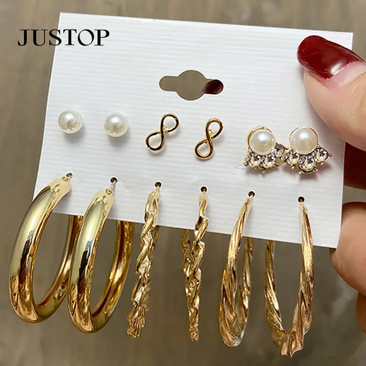 Statement Metal Acrylic Earrings Women Bohemian Pearl Earrings Set Big Geometric Hoop Earring 2022 Aretes Fashion Jewelry