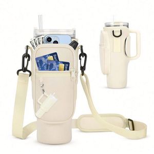 Portable Water Bottle <b>Lanyards</b> with Neoprene Shoulder Strap and Zipper Phone Pocket Cup Keychain for Gift - Product Image 4