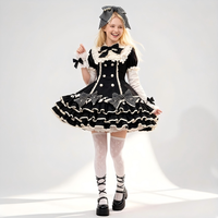 Robe Lolita, robe de cosplay anime à col Peter Pan à volants multicouches pour femmes