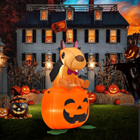 Offre Spéciale 4FT Halloween extérieur gonflable citrouille décoration vampire castor assis sur la citrouille avec lumière LED
