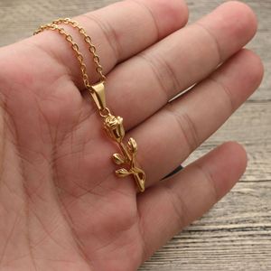 Yunnique – collier avec pendentif fleur rose, en alliage de Zinc, bijoux cadeau unisexe - Product Image 4