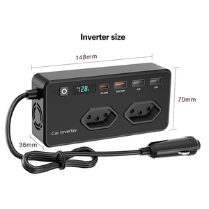 Convertisseur de courant pour voiture 200W multifonctionnel, prise 12V vers 110V, allume-cigare de voiture - Product Image 1