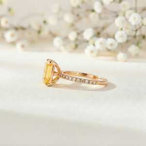 Anillos de Dedo Únicos de Diseño Personalizado en Plata de Ley 925 con Topacio Amarillo y Citrino Natural en Corte Pera, Anillo para Uso Diario - Product Image 3