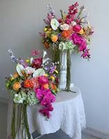Nouvelle Boule Florale PPS Rose Vert Grenat en Soie pour Centre de Table Mariage, Événements et Décoration Intérieure