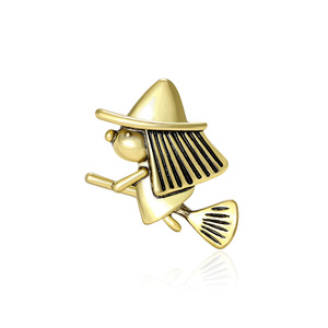 Broche Creativo y Lindo de Metal Chapado <span class=keywords><strong>en</strong></span> Oro con Diseño de <span class=keywords><strong>Bruja</strong></span> Voladora <span class=keywords><strong>en</strong></span> <span class=keywords><strong>Escoba</strong></span> para Accesorios de Joyería de Moda - Product Image 6