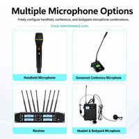 Sistema de Micrófono Inalámbrico UHF de 8 Canales UGX-8H con 8 Micrófonos de Mano para Escenario, Karaoke, Iglesia, Conferencias y Eventos