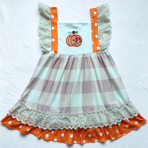 Conjunto de Ropa de Otoño para Niñas de Milk Silk, Vestido y Mono con Bordado de Calabaza, Ropa Infantil de Boutique con Volantes Florales a Rayas - Product Image 3
