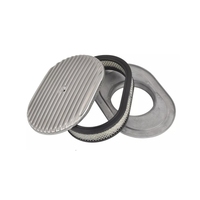 Filtre en papier noir poli supérieur en aluminium de 14*3 pouces, base plate encastrée, boîte de filtre à air pour moteur de voiture en option