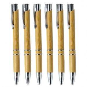 Custom Logo Eco Friendly Wood Click Bamboo Ball <b>Pen</b> - Product Image 1