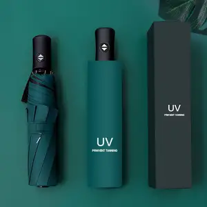 Custom Windproof Luxury Three Folding Umbrella Automatic Rain Umbrella With Uv Protection