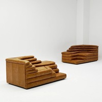 Ensemble de canapés modulaires Dune personnalisables, style mid-century, cuir PU marron, éponge écologique, meubles de salon, nouvelle arrivée