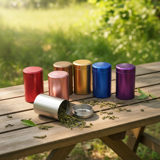 60ml Colored Aluminum Round Tin Can with Screw Cap for Food Packaging and Matcha Coffee Tea