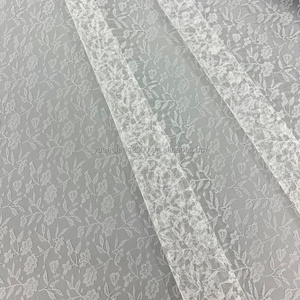 Tela de Encaje de Malla Transparente Francesa con Flores 3D de Poliéster Blanco Elegante al por Mayor para Vestido de Novia con Velo - Product Image 2