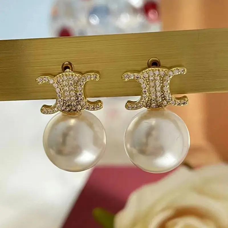 Französische Vintage Perlen ohrringe Zirkon exquisite Design mode S925 Silber Ohrringe