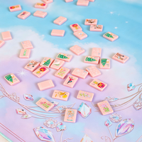 Tuiles de Mahjong Américaines Minimalistes à Couche Unique avec Motif Arbre de Noël en Acrylique pour le Divertissement