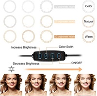 Mode 10 pouces anneau lumineux 12W 3 Modes d'éclairage 10 luminosité réglable Led Selfie anneau lumineux avec support pour Tiktok et youtube