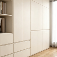 Armoire de rangement moderne XINGRUO, bibliothèque avec tiroirs, design sans poignées, couleur blanc crème