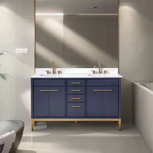 最畅销的海军蓝淋浴柜，带陶瓷水槽中密度纤维板门和用于浴室和洗手间梳妆台的外壳漆面