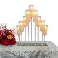Candélabre moderne de luxe en plastique à 8/10 têtes, bougeoirs électroniques écologiques, centre de table pour mariages et événements