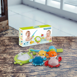 ชุดตกปลาแม่เหล็กในห้องน้ำพร้อมสปริงหมุน, ปลาว่ายน้ำและปู, คันเบ็ดแม่เหล็กและตาข่าย, ของเล่นในห้องน้ำ - Product Image 6