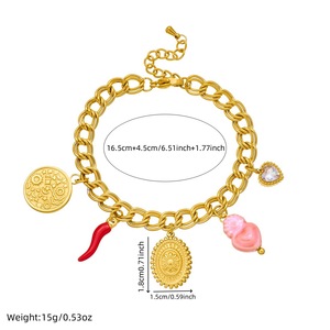 Fashion Charm Bracelet Gold Plated Zinc Alloy Heart Chili Pepper Pendant Unisex Jewelry B1823 - Product Image 4