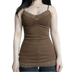 เสื้อสายเดี่ยวผ้าสแปนเด็กซ์/ โพลีเอสเตอร์ถักแบบบางสายลูกไม้ปรับได้ระบายอากาศได้ดีเป็นมิตรกับสิ่งแวดล้อม260กรัม - Product Image 3