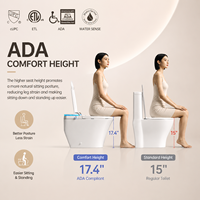 Bidet électrique intelligent CUPC ADA US ETL à fixation au sol avec couvercle automatique et télécommande