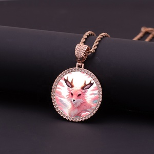 Pendentif cadre photo DIY 35 mm Hip <span class=keywords><strong>Hop</strong></span> Iced Out <span class=keywords><strong>en</strong></span> laiton plaqué or, collier personnalisé avec photo, breloques de rappeur par sublimation, bijoux souvenir - Product Image 6