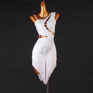 Professional Ballroom Dance Competition Performance Suit Diamond <strong>Tassled</strong> <strong>Dress</strong> 100% Polyester Digital Print New Real Shot - Product Image 1