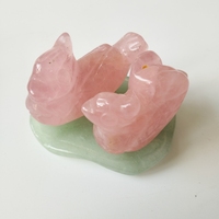 Décoration Feng Shui en cristaux naturels DIY, canard mandarin en cristal rose sculpté à la main, pour souvenir ou cadeau de mariage
