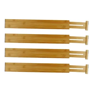 Set of 4 Expandable Natural Bamboo Drawer Divider Drawer Organizer for Kitchen