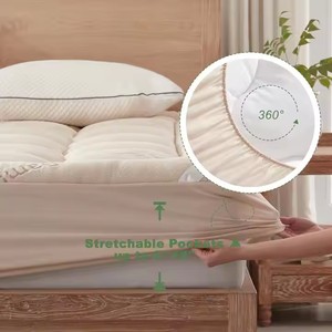 Viscose Bambou Twin Top Protecteur De <span class=keywords><strong>Matelas</strong></span> De Refroidissement Topper Doux 1000GSM Respirant Ajusté Matelassé Épais Couvre-<span class=keywords><strong>Matelas</strong></span> De Refroidissement - Product Image 2