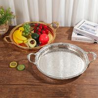Luxe Europese ronde fruit schaal met handgrepen, opbergplateau, op maat gemaakte dessertbord, bruiloftdecoratie, keukenartikelen, huisdecoratie