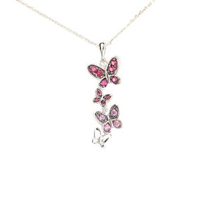 Nuevo diseño precio de fábrica individuación joyería de plata lindo 925 Plata Rosa cristal mariposa colgante collar - Product Image 1