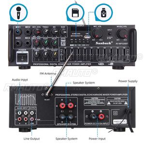 110V บลูทูธเครื่องขยายเสียง 2 ช่องเครื่องเสียงรถยนต์สเตอริโอซับวูฟเฟอร์เครื่องขยายเสียงเครื่องขยายเสียง USB SD พร้อมรีโมท - Product Image 5
