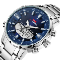 Jam Tangan Pria Sport Dual Time Digital LCD Quartz Mewah Jepang dengan Lampu dan Finishing Brushed