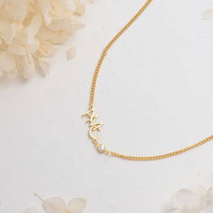 Collier personnalisé <span class=keywords><strong>avec</strong></span> initiales QIUHAN, chaîne en or 18 carats, cadeau pour femme, collier <span class=keywords><strong>avec</strong></span> pierre de naissance personnalisée - Product Image 3