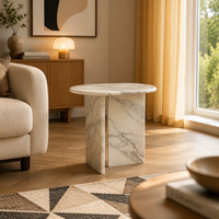 Table basse de salon personnalisable en marbre blanc poli haut de gamme, réglable en hauteur, facile à nettoyer, style traditionnel