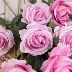 Roses artificielles Gardenia à tige unique, roses en velours, décoration de mariage à domicile, 12 pièces, rouge - Product Image 4
