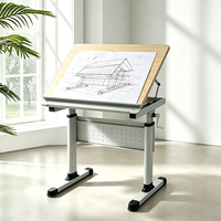 Table de dessin et de conception manuelle réglable en hauteur avec manivelle et fente de fixation pour espace de travail professionnel d'institut de design