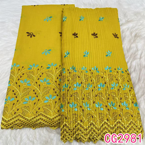 Tissu en dentelle suisse Lafaya en gros 2.5y+2.5y, tissu en dentelle de coton, tissu en dentelle brodée de coton suisse pour jupe plissée africaine - Product Image 3